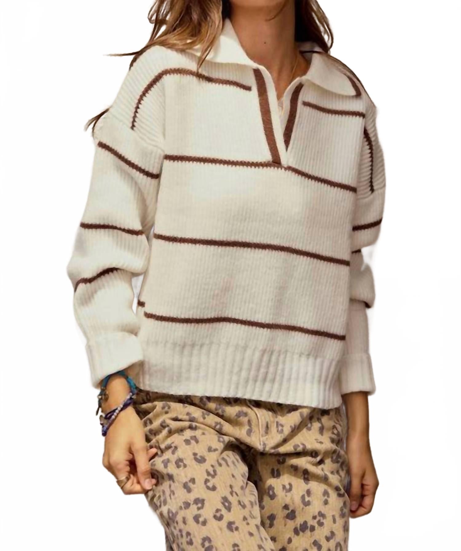 

LovLov Роскошная свободная трикотажная толстовка в полоску цвета слоновой кости