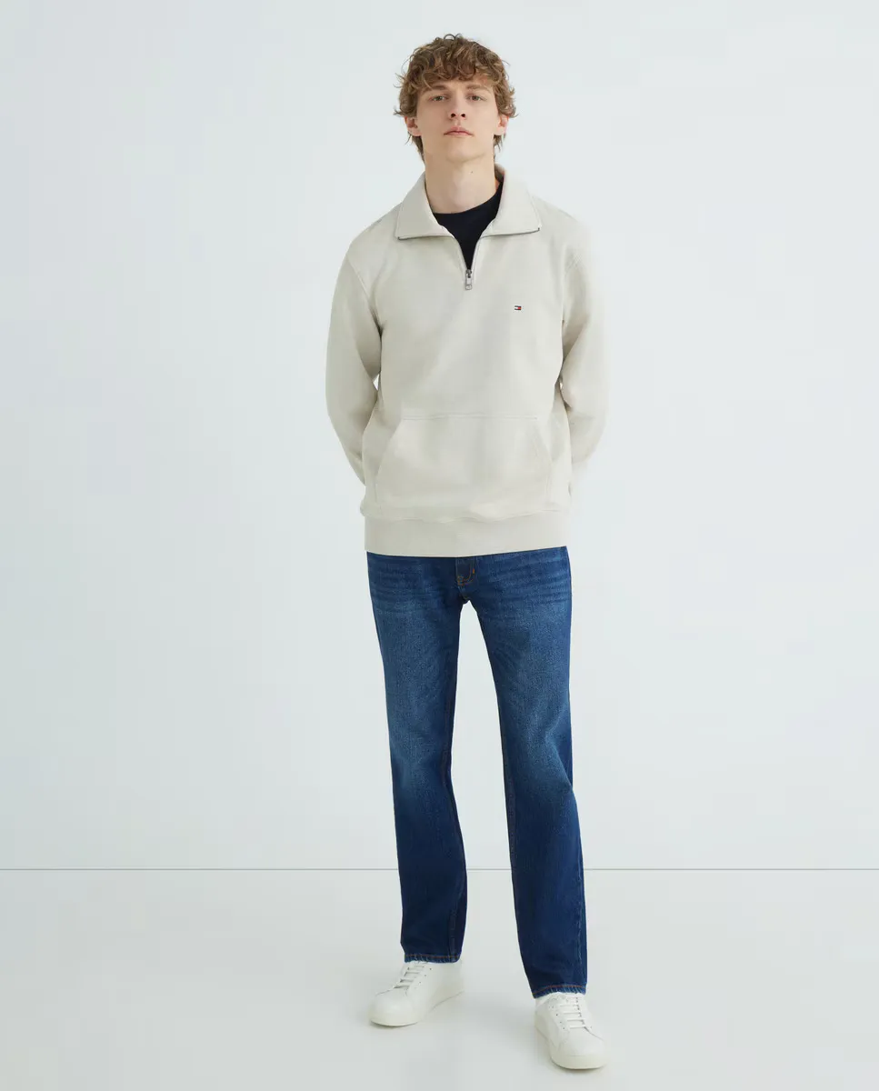 

Мужская толстовка без капюшона на молнии 1/4 Tommy Hilfiger, цвет Crema