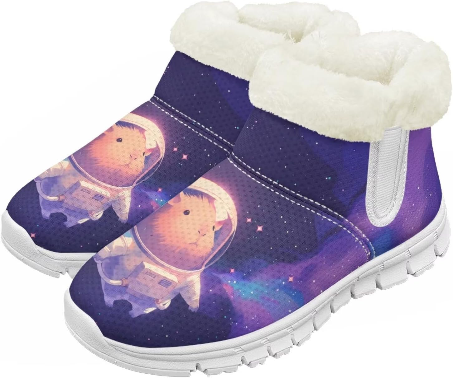 

Детские зимние сапоги для девочек, водонепроницаемые, противоскользящие, для холодной погоды, с искусственным мехом, походные ботинки Goronwyfloyd, Purple Capybala