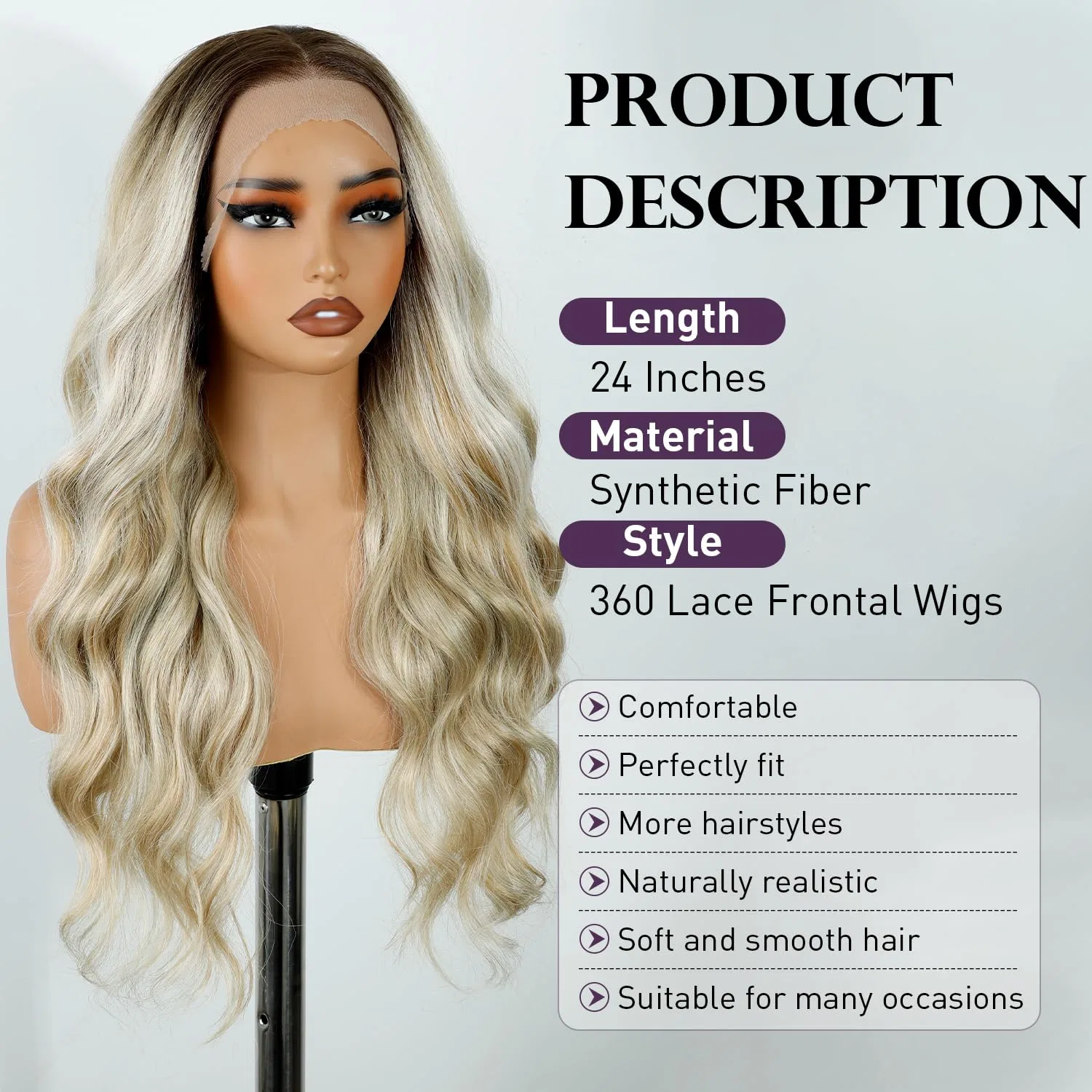 Синтетический парик Joedir Easy 360 Lace Front с глубоким пробором и волнистыми локонами Joedir, Ntsn10A/24S/24Y/1001G — фото 2