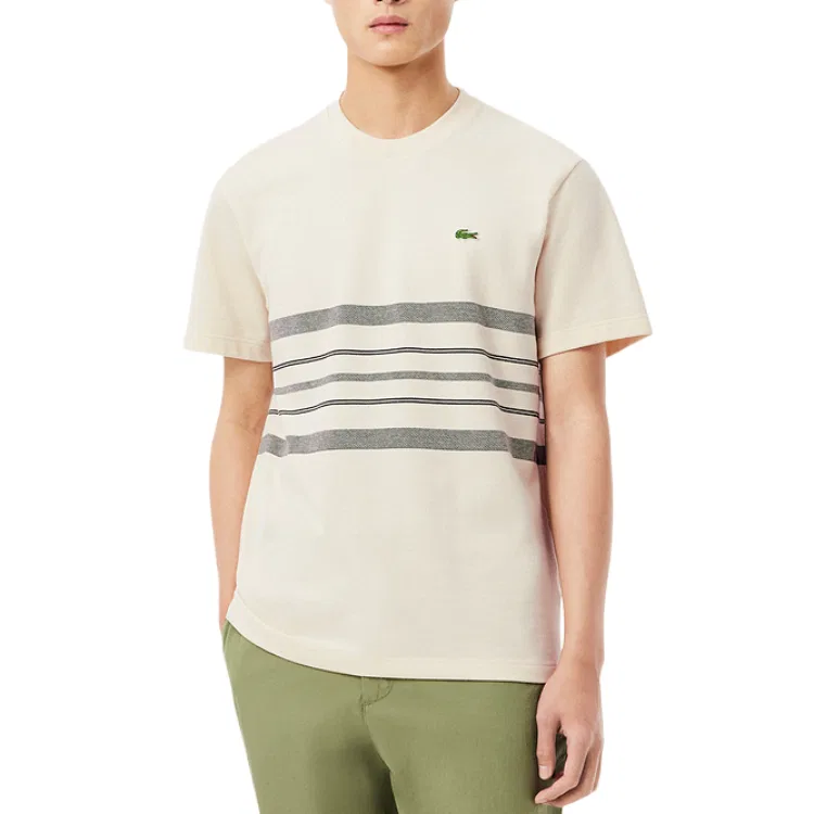 Футболка мужская Cream White с круглым вырезом LACOSTE — фото 4