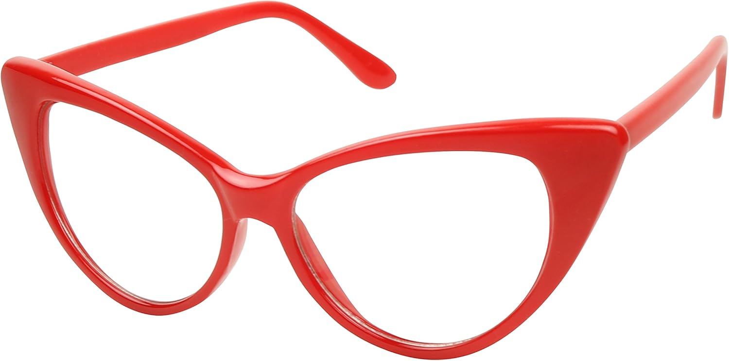 

Солнцезащитные очки ShadyVEU в винтажном стиле «кошачий глаз» с защитой от УФ-излучения, без диоптрий, с прозрачными линзами, в стиле ретро, ​​модные и стильные, Red Frame