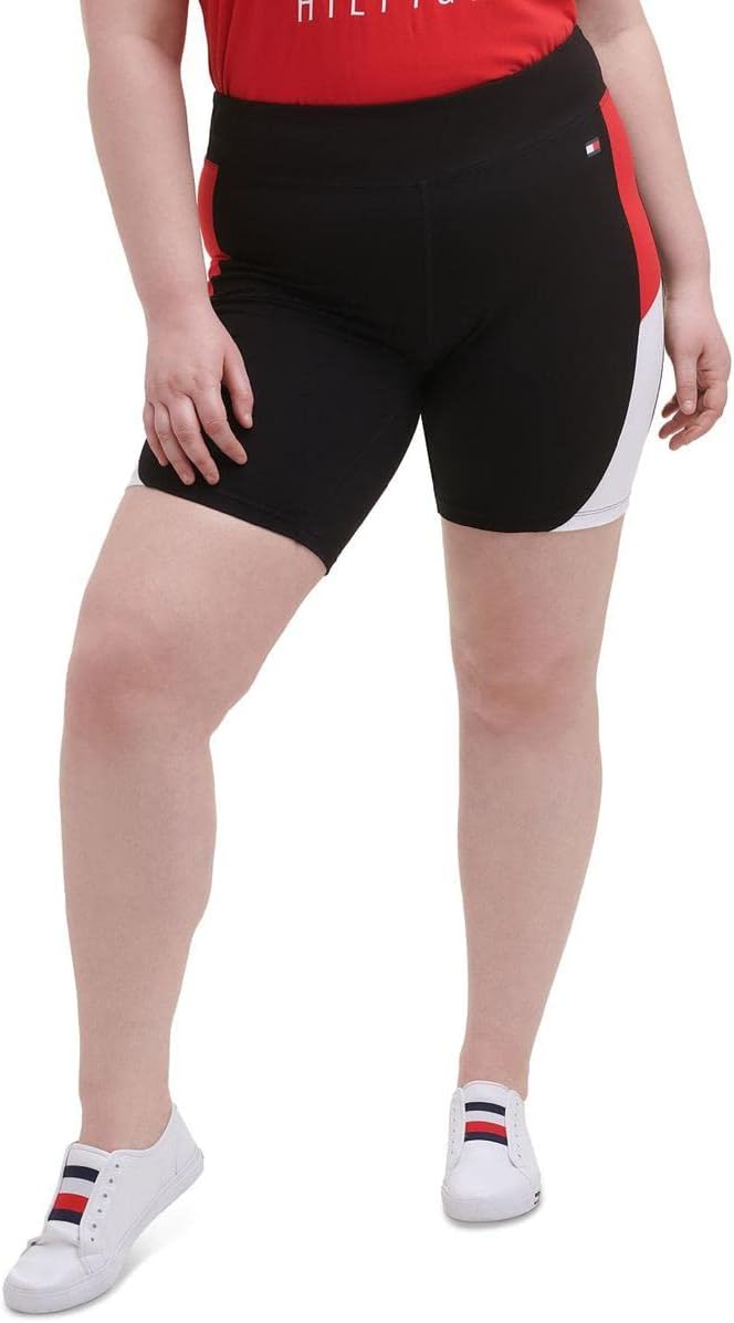 

Женские байкерские шорты Tommy Hilfiger из хлопка с цветными блоками, Black