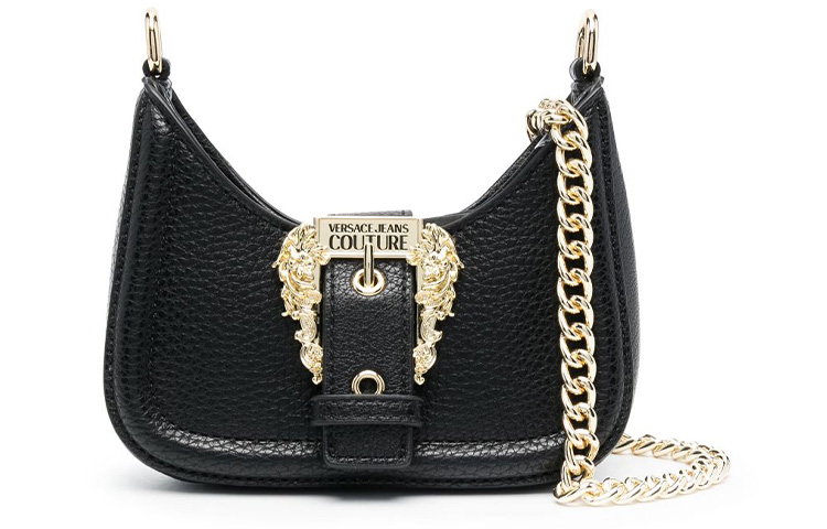 

VERSACE JEANS COUTURE Полиэстеровая сумка через плечо миниатюрная женская черная, Black