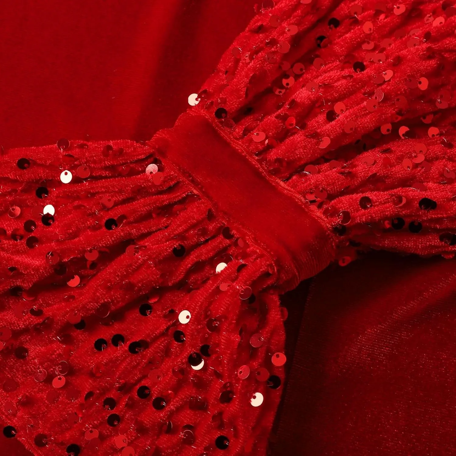 Generic Платье Red Velvet для женщин, модное блестящее с пайетками, с длинным рукавом, повседневное с круглым вырезом, коктейльное, туника, мини — фото 4