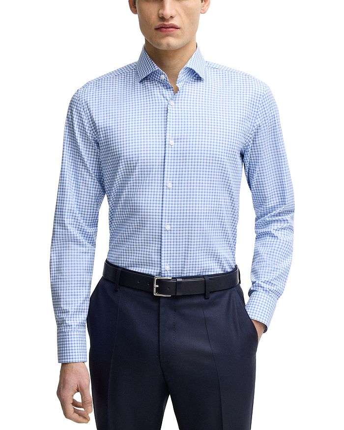 

Рубашка Hank Slim Fit в клетку BOSS, синий
