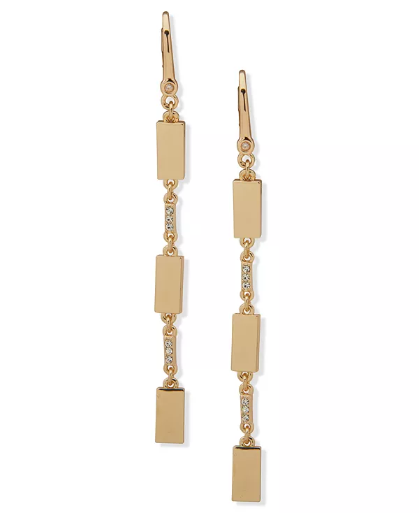 

Серьги-Линейки с полированными кристаллами золотистого оттенка паве Dkny, gold