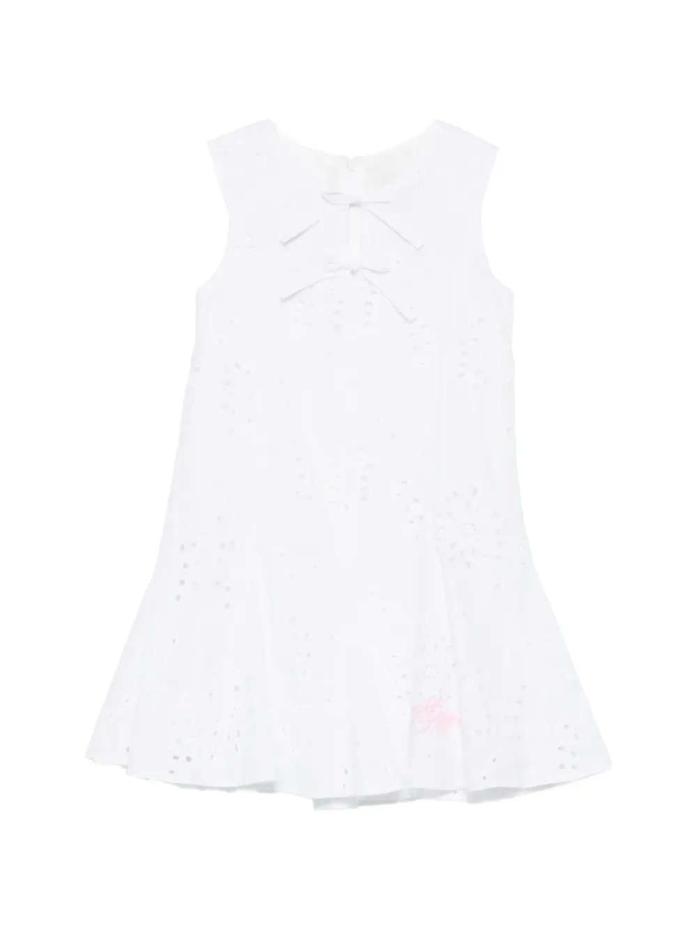 Платье с вышивкой англез и бантом MSGM Kids, белый
