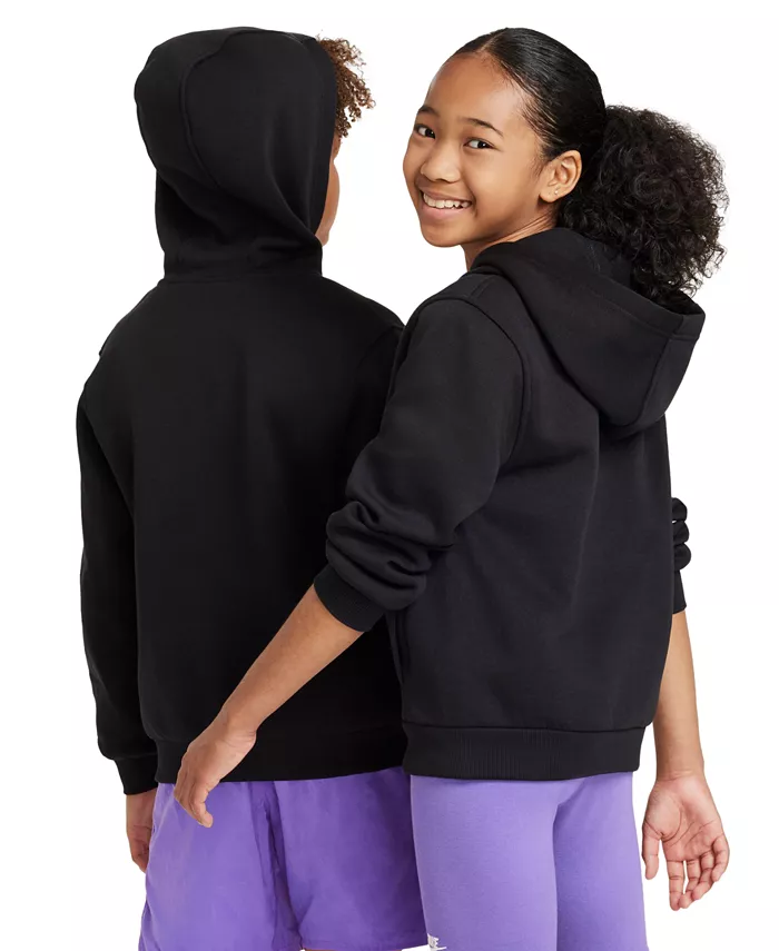 Большой детский спортивный худи Club Fleece с молнией Nike, черный — фото 2