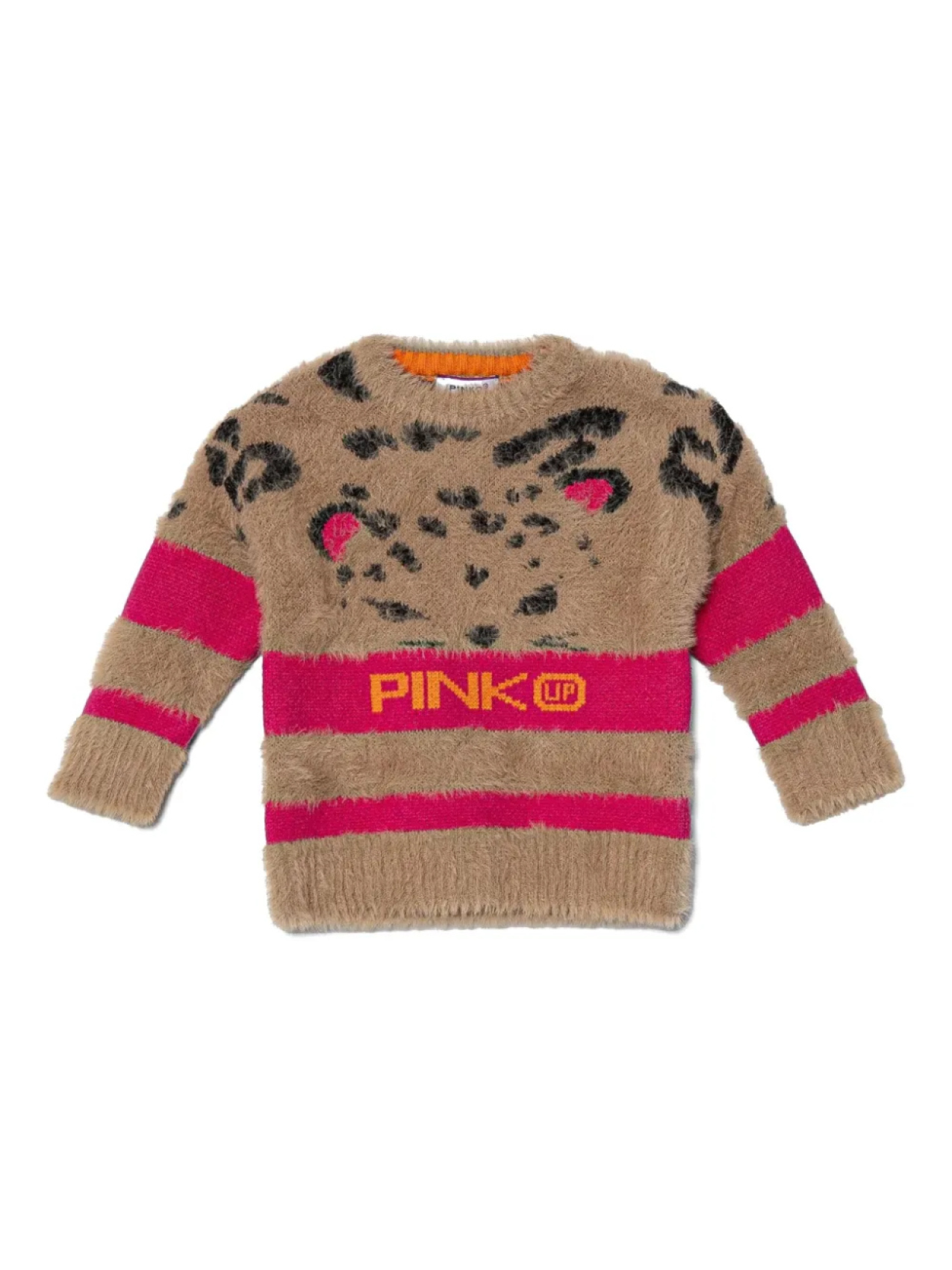

Pinko Kids свитер с логотипом в технике интарсия, коричневый