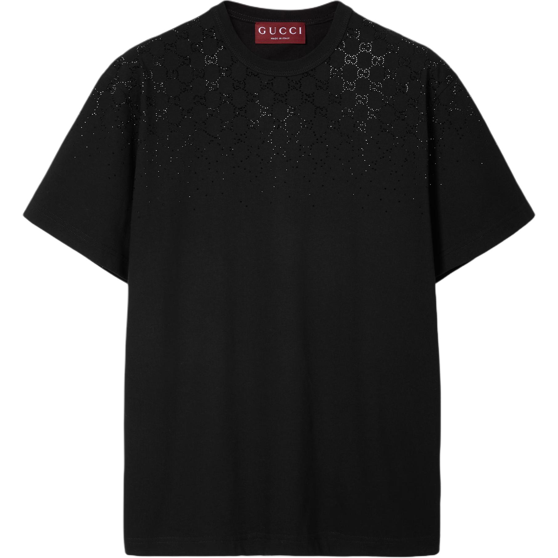 

Футболка Cotton Jersey с кристаллами GUCCI, черный