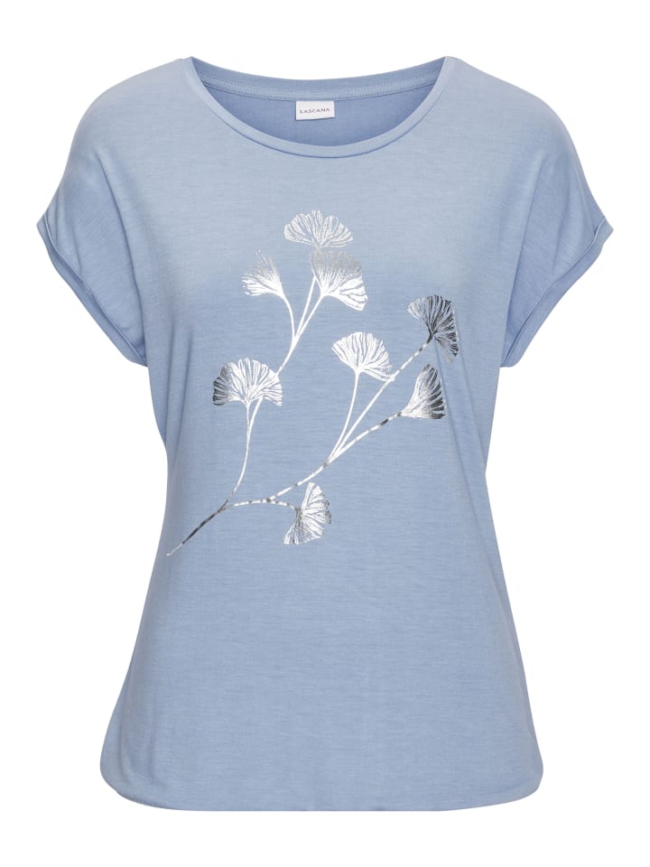 

Рубашка с короткими рукавами светло-голубого цвета LASCANA