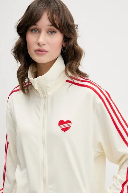 Толстовка на молнии свободный крой Adidas Originals, бежевый — фото 4