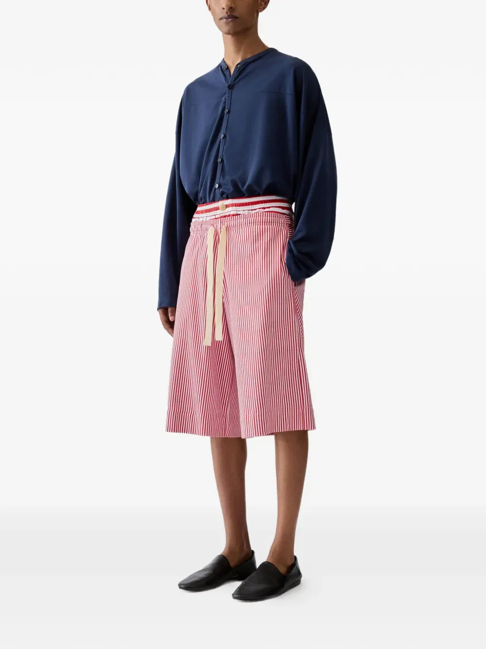 Шорты D'Été на кулиске с полосатым принтом Jacquemus, красный — фото 2
