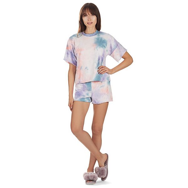 

Женский сет из коротких шорт и топа в технике тай-дай из френч терри Memoi, Purple