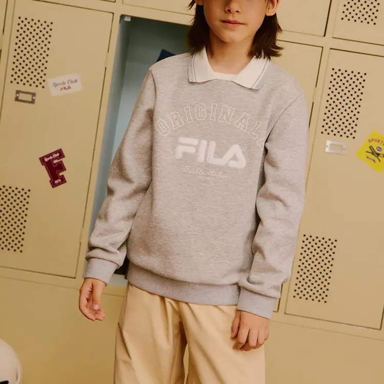 Американский свитшот M Heather Gray для подростков FILA KIDS, серый — фото 4