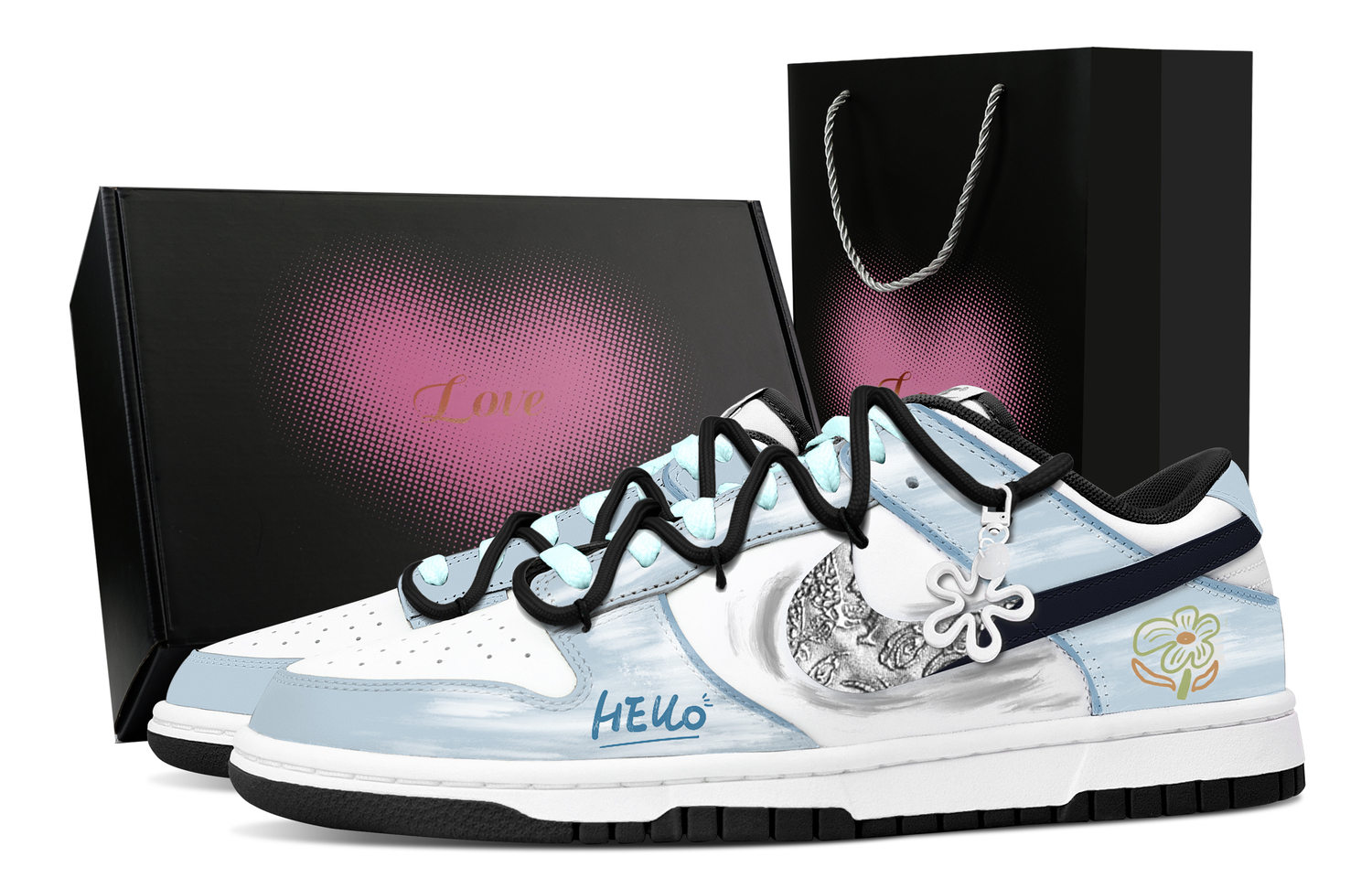 

Nike Dunk Wind Dwelling Lotus, Heart Box Leather Slip Resistant Abrasion Resistant низкие кроссовки для скейтбординга Unisex Blue