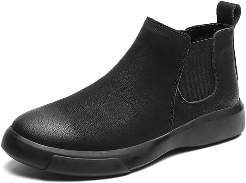 

Мужские ботинки челси, резиновая подошва, круглый полированный носок, кожа, износостойкие, водонепроницаемые, противоскользящие, для работы и официальных мероприятий Xjsdjhount, черный
