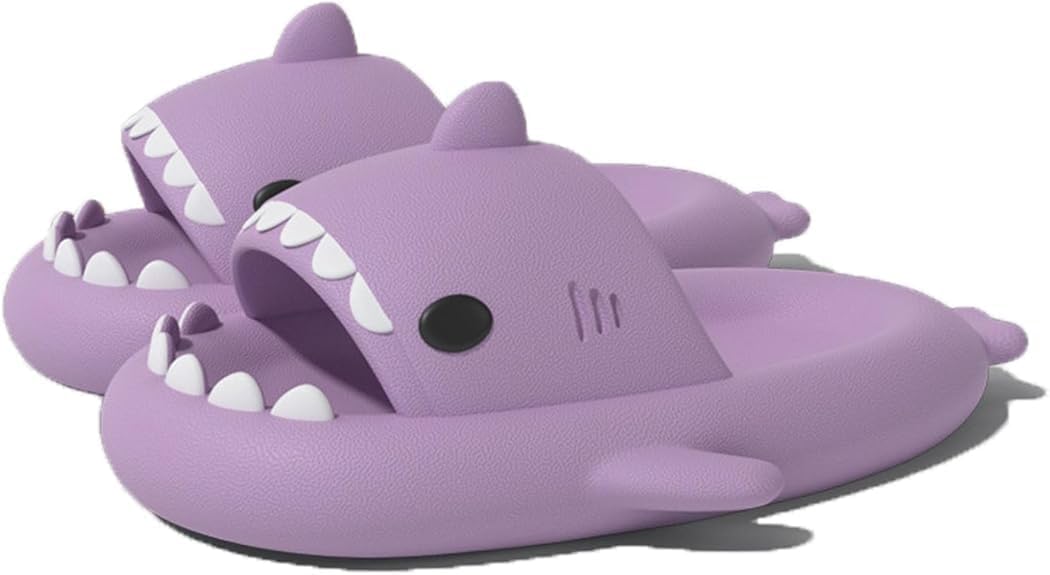 

Мужские и женские шлепанцы Glemall с акулой, забавные шлепанцы Cloud Shark, открытый носок, противоскользящие, быстросохнущие, сандалии для душа с мягкой толстой подошвой, фиолетовый
