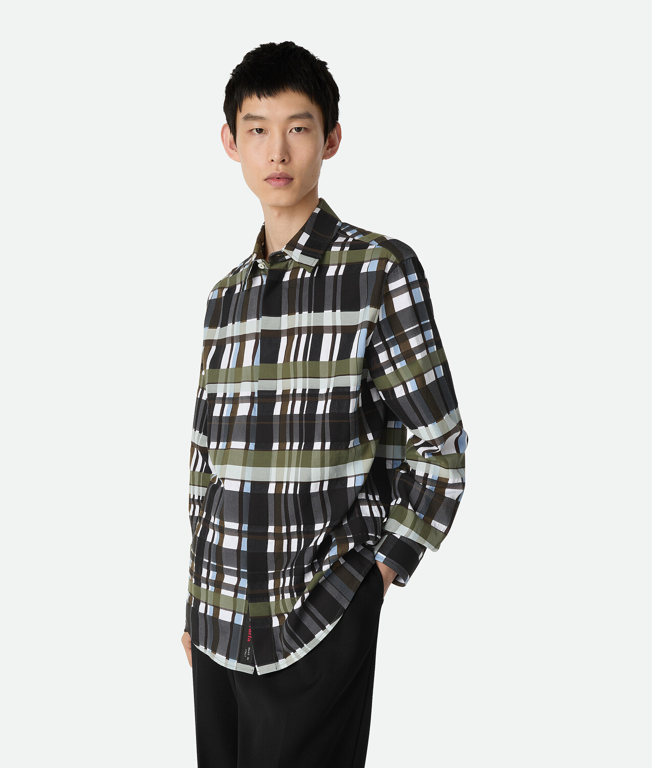 

Cotton check shirt BOTTEGA VENETA, синий/зеленый/черный