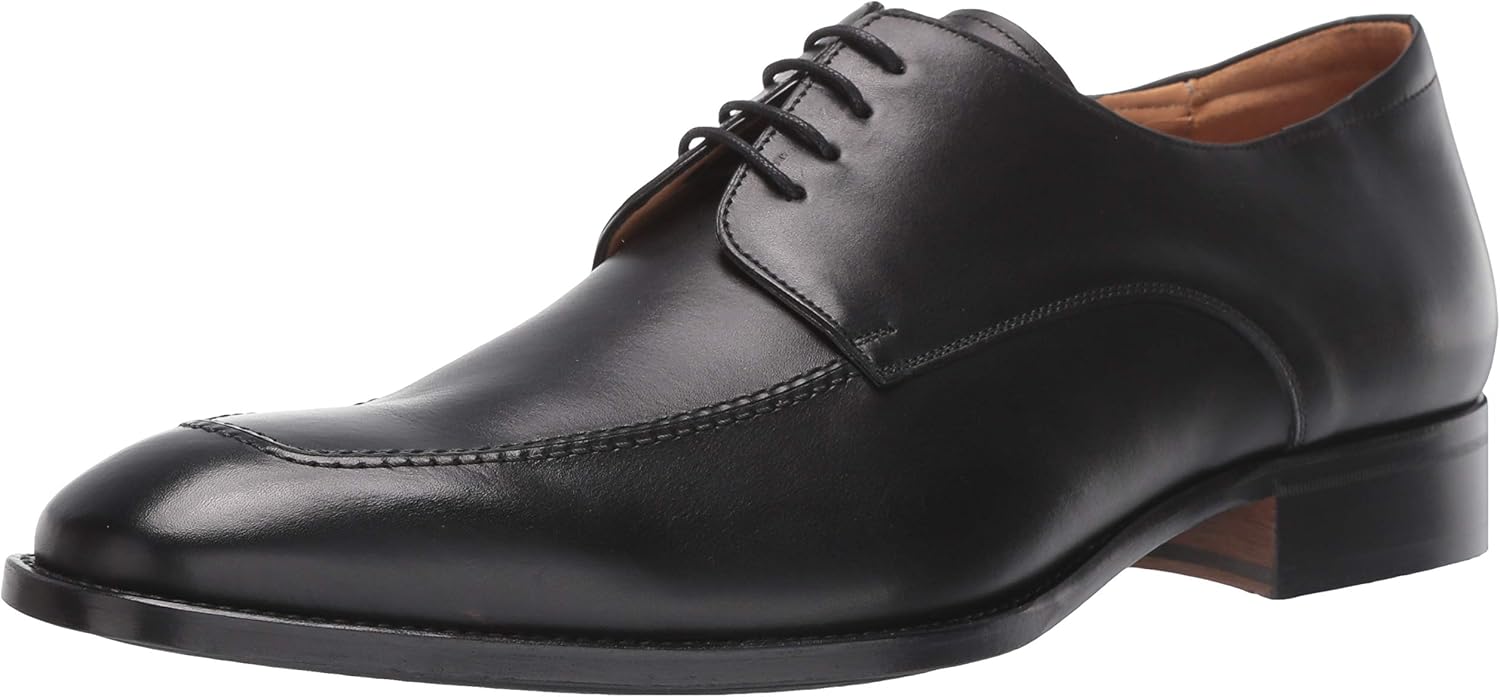 

Mezlan Coventry Apron Derby - мужские дерби из итальянской телячьей кожи с ручной отделкой, стелькой из пены с эффектом памяти и подошвой из кожи/резины - ручная работа в Испании, черный