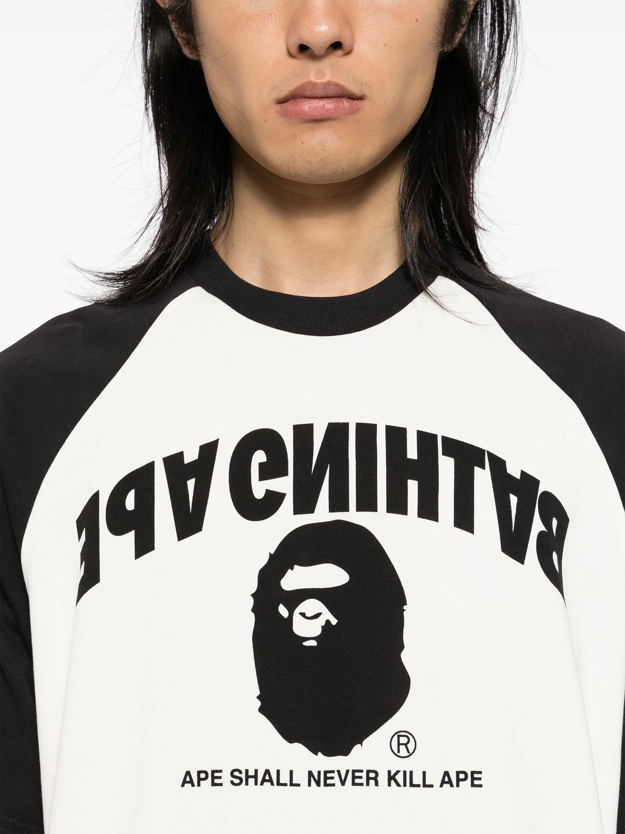 Футболка College с рукавами реглан A Bathing Ape, белый — фото 4