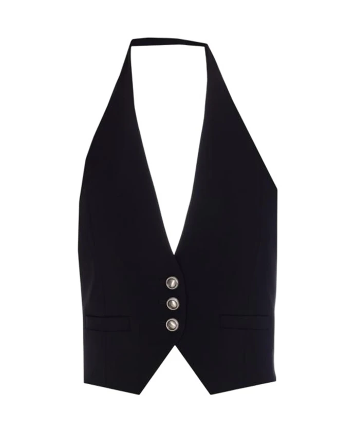 

Женственный жилет с американским вырезом. Pinko, черный