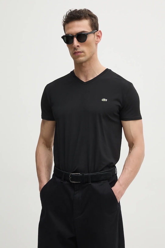 

Хлопковая футболка Lacoste, черный