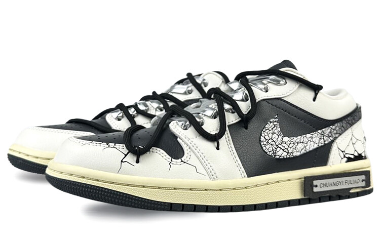 

Кроссовки Air Jordan 1 Vintage Basketball Shoes Unisex Low-top White, черный