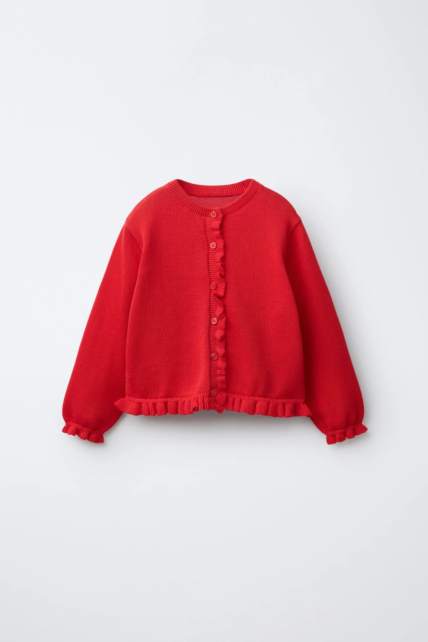 Вязаный кардиган с оборками Zara, красный