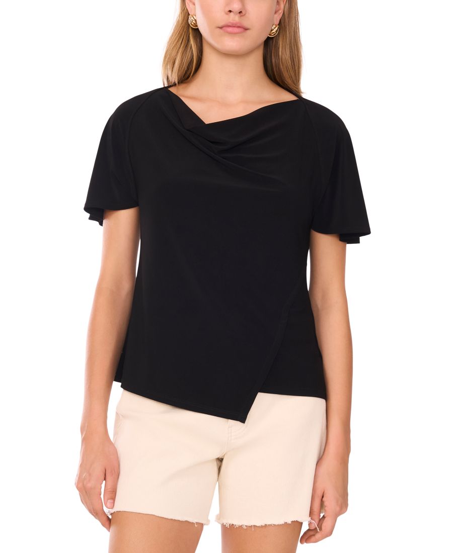 

Женский топ с асимметричным подолом и воротником-хомутом Vince Camuto, Rich Black