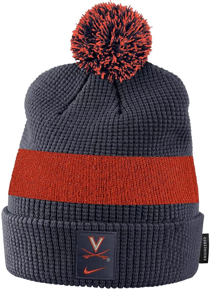 

Синяя футбольная шапка с манжетами и помпоном Nike Virginia Cavaliers