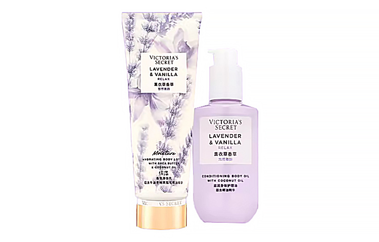 Набор по уходу за телом Victoria's Secret Lavender & Vanilla: увлажняющий лосьон, 236 мл + масло для тела, 200 мл — фото 2