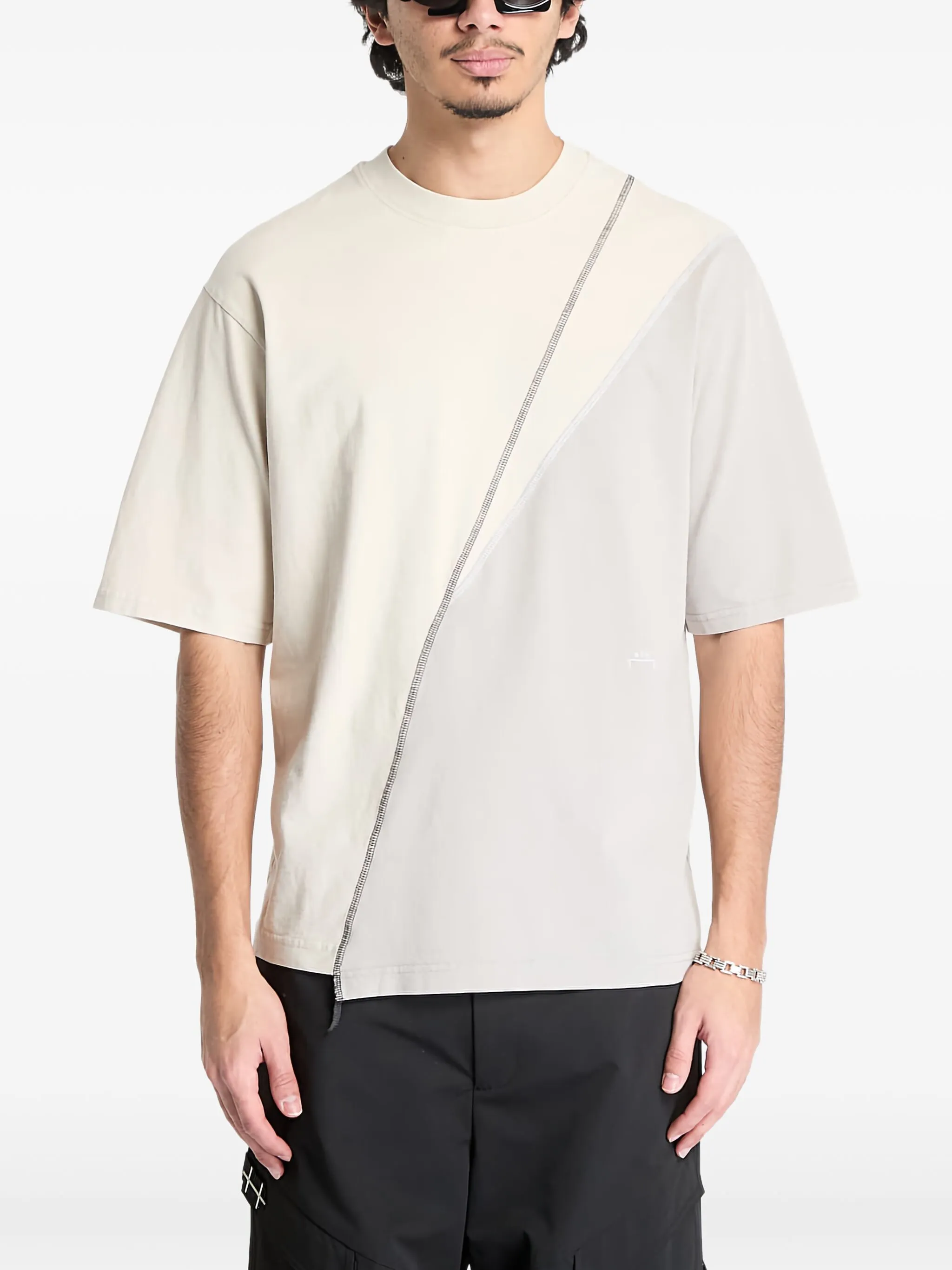 

Футболка Spliced асимметричного кроя в стиле колор-блок A-Cold-Wall, бежевый