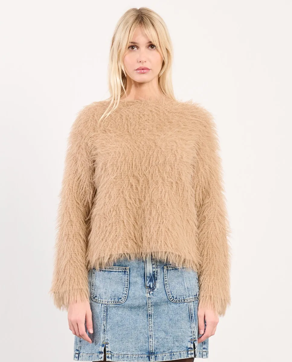 

Женский джемпер с длинным рукавом из плюшевой ткани Lili Sidonio, бежевый