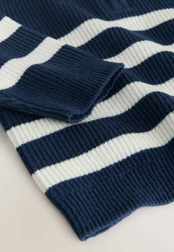 Джемпер с застежкой-молнией на шее Next, Navy Blue Ecru Stripe — фото 3