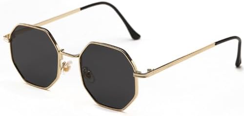 

Модные ретро-солнцезащитные очки для женщин и мужчин, многоугольные винтажные солнцезащитные очки, модные женские солнцезащитные очки с защитой от УФ-излучения UV400 MTZJH, Gold Grey