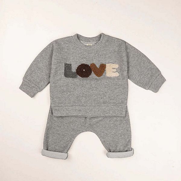 

Комплект худи и брюк Love graphic для детей на День святого Валентина Mykids-Usa, Grey