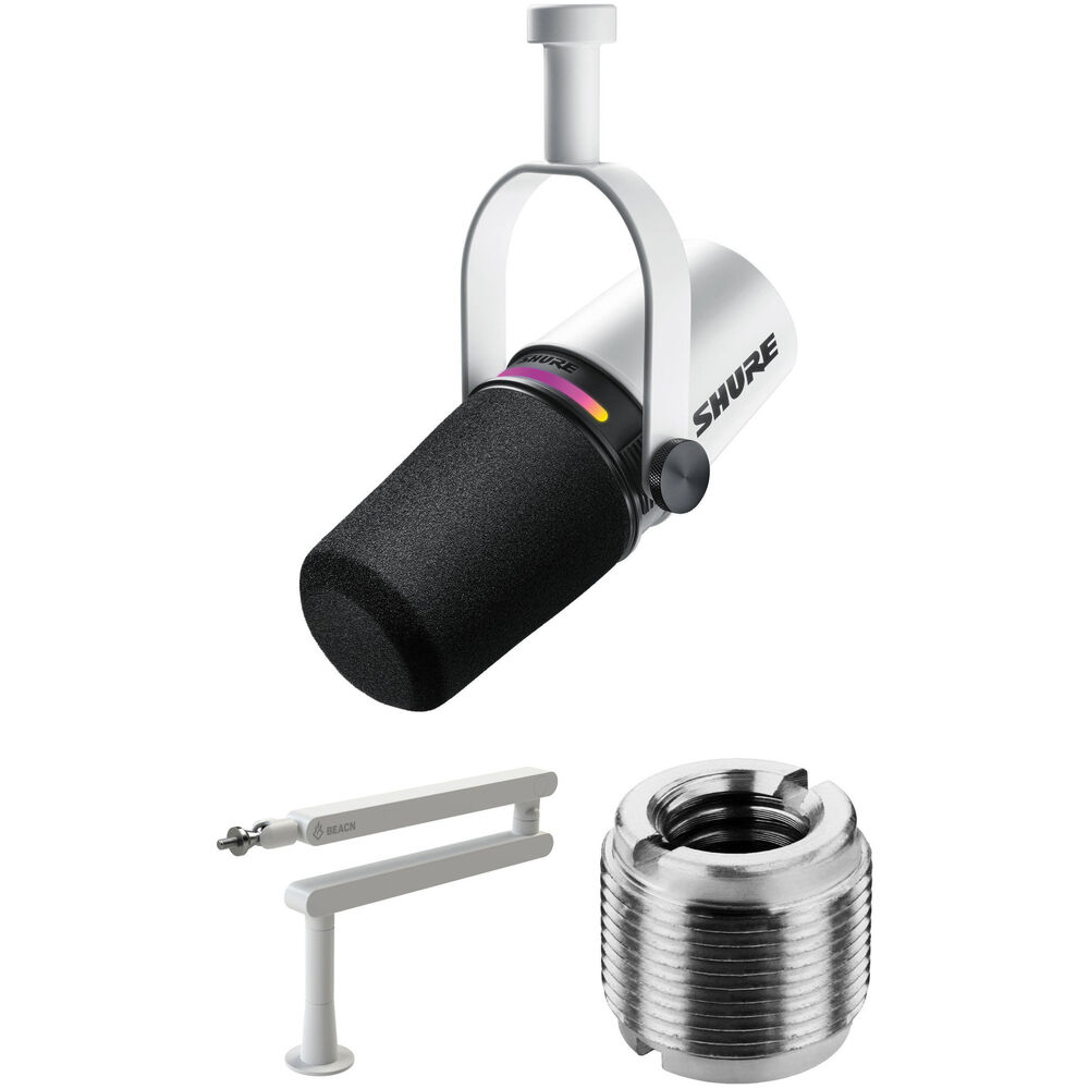 

Комплект микрофона Shure MV7+ Podcast XLR/USB с вещательной штангой (белый)