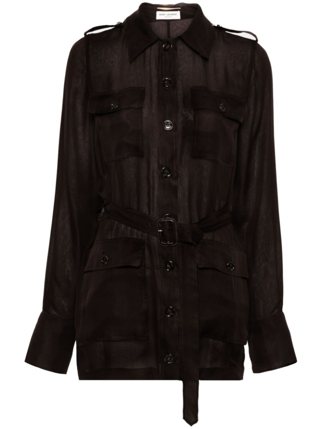 

Saint Laurent платье мини Saharienne, коричневый