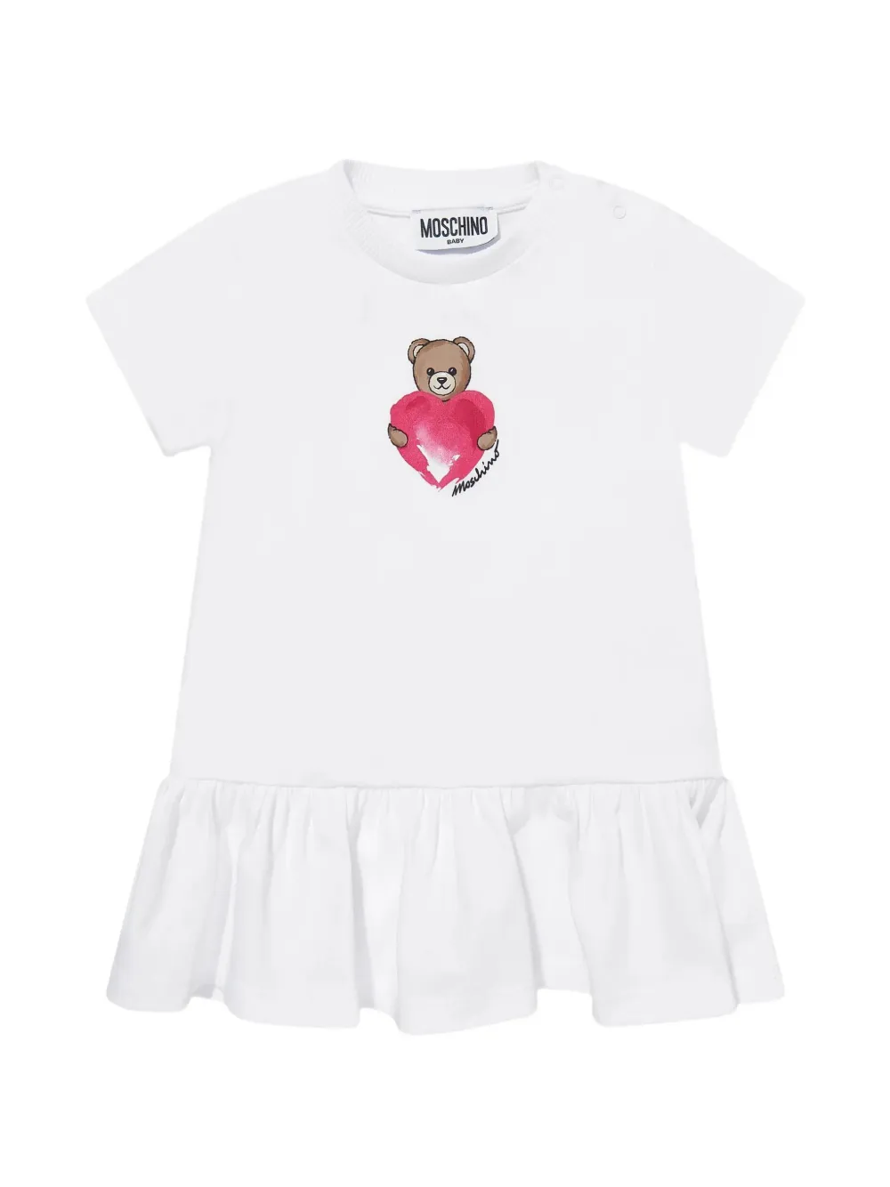 

Платье с оборками и принтом медведя Moschino Kids, белый