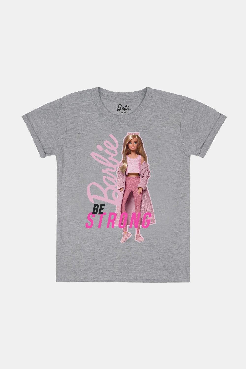 

Футболка «Будь сильным для девочек» Barbie, серый