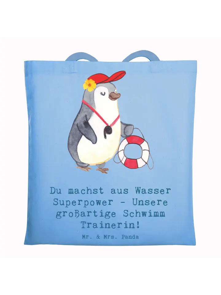 

Сумка для переноски Mr & Mrs Panda Superpower Schwimmen Trainerin, небесно-синий