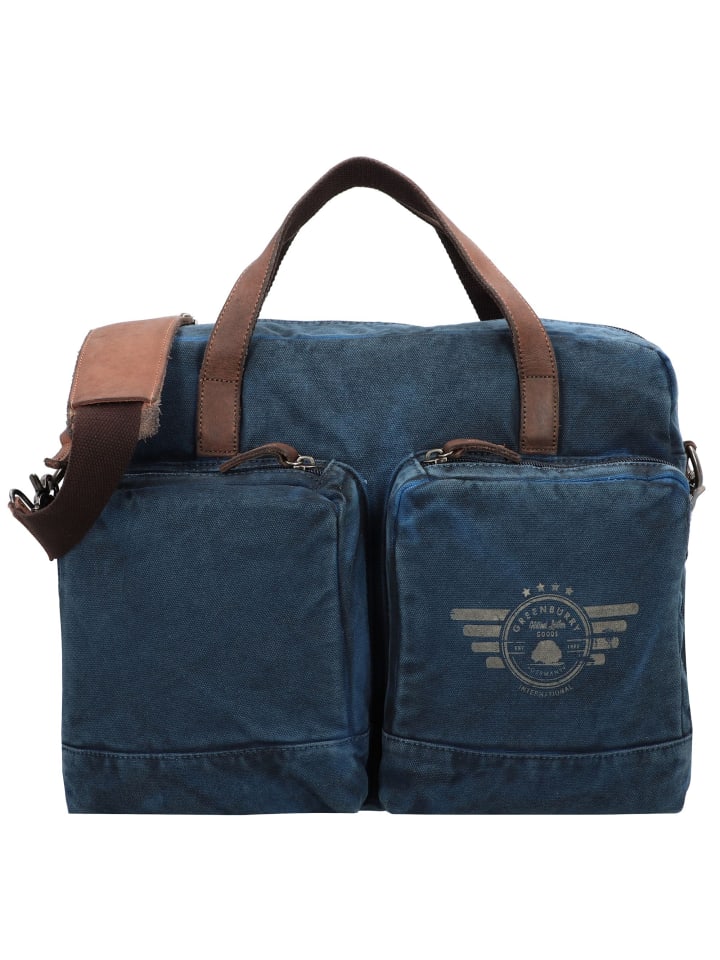 

Greenburry Винтажная авиационная сумка для ноутбука, отделение для ноутбука 45 см, синего цвета