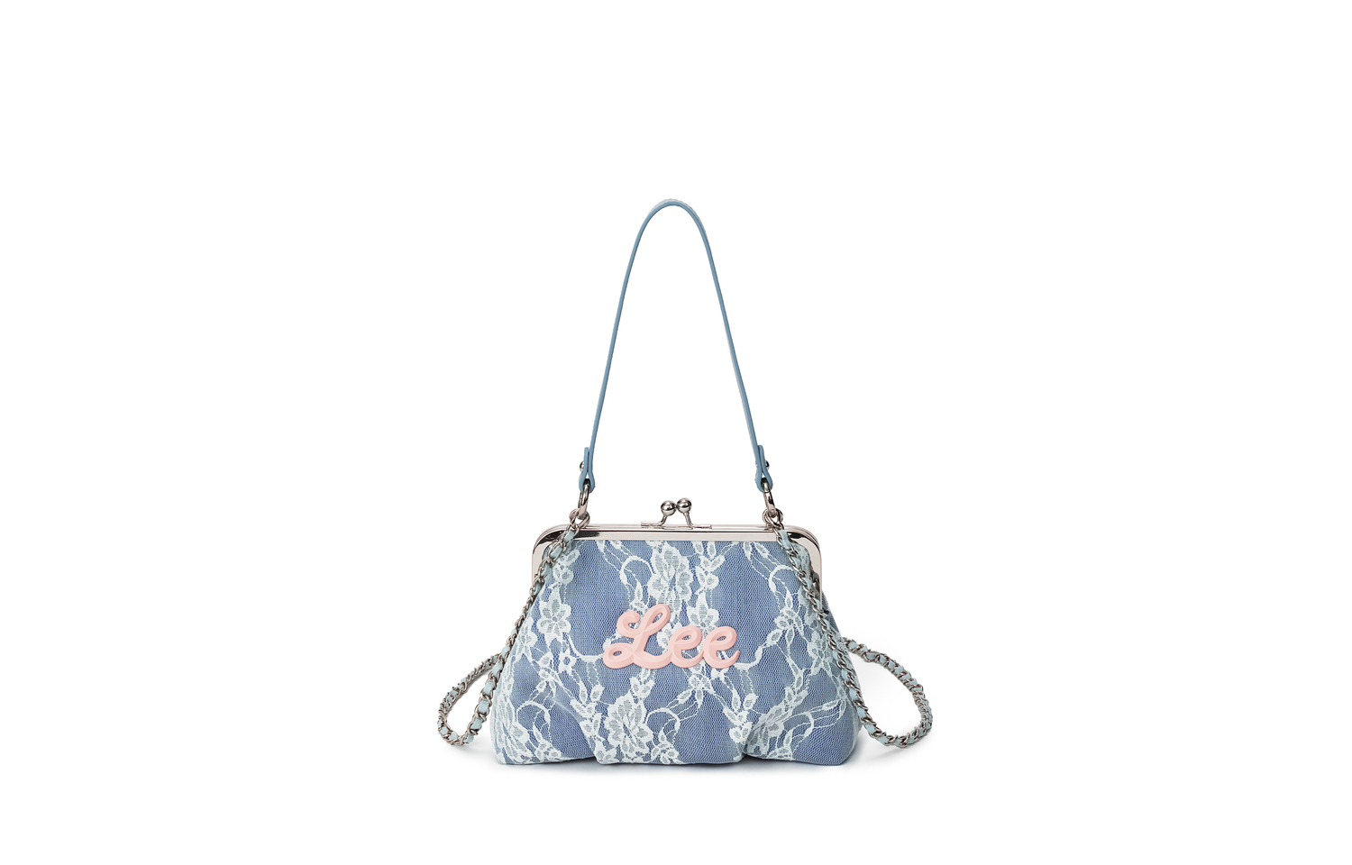 

Lee Женская синяя сумочка с белым кружевом на одно плечо, Blue White Lace