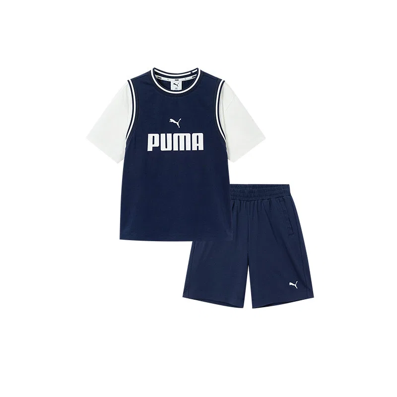 Детская повседневная спортивная футболка с круглым вырезом PUMA, Blue Tone 00388
