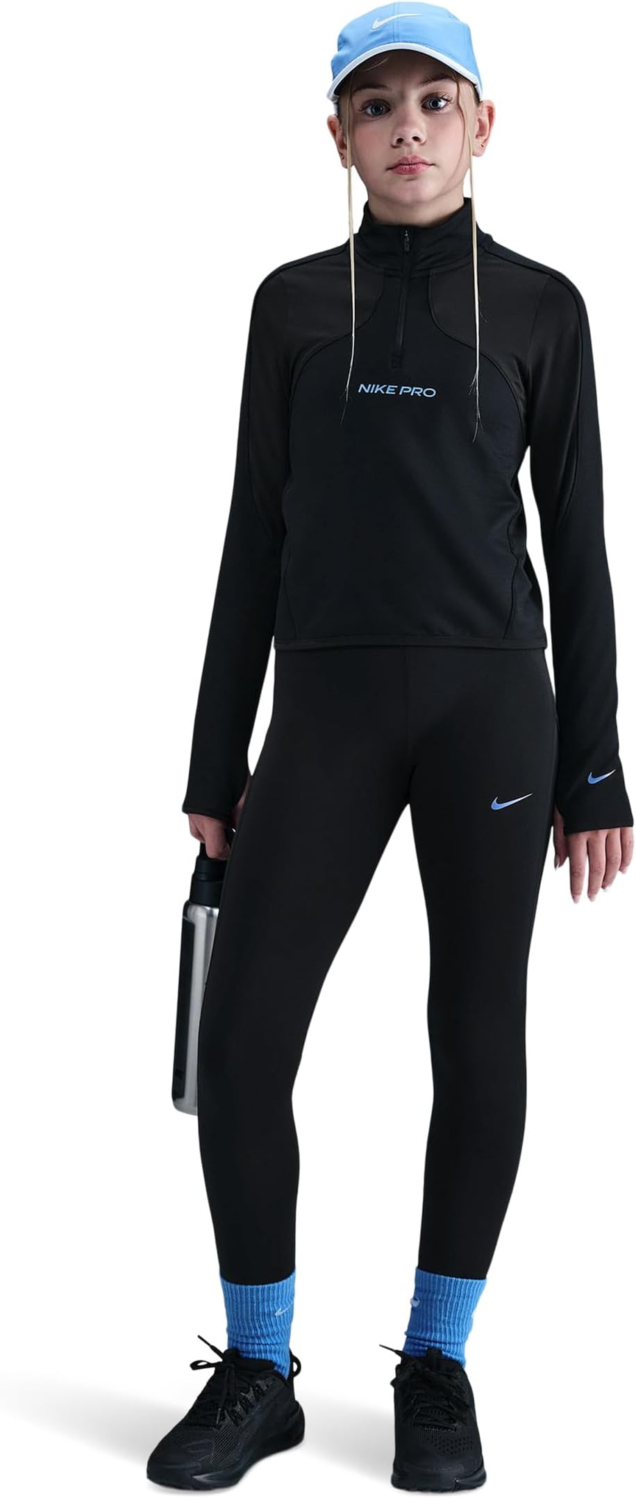 Топ Pro Therma-FIT с длинным рукавом и молнией 1/2 Nike Kids, Black — фото 4
