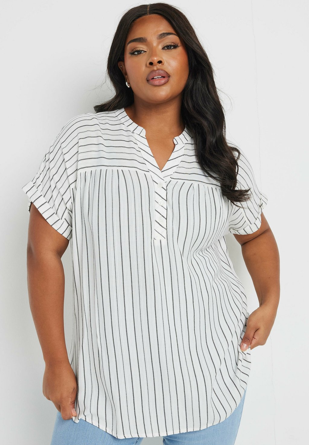 

Блуза STRIPE NOTCH NECK Yours Clothing, белый