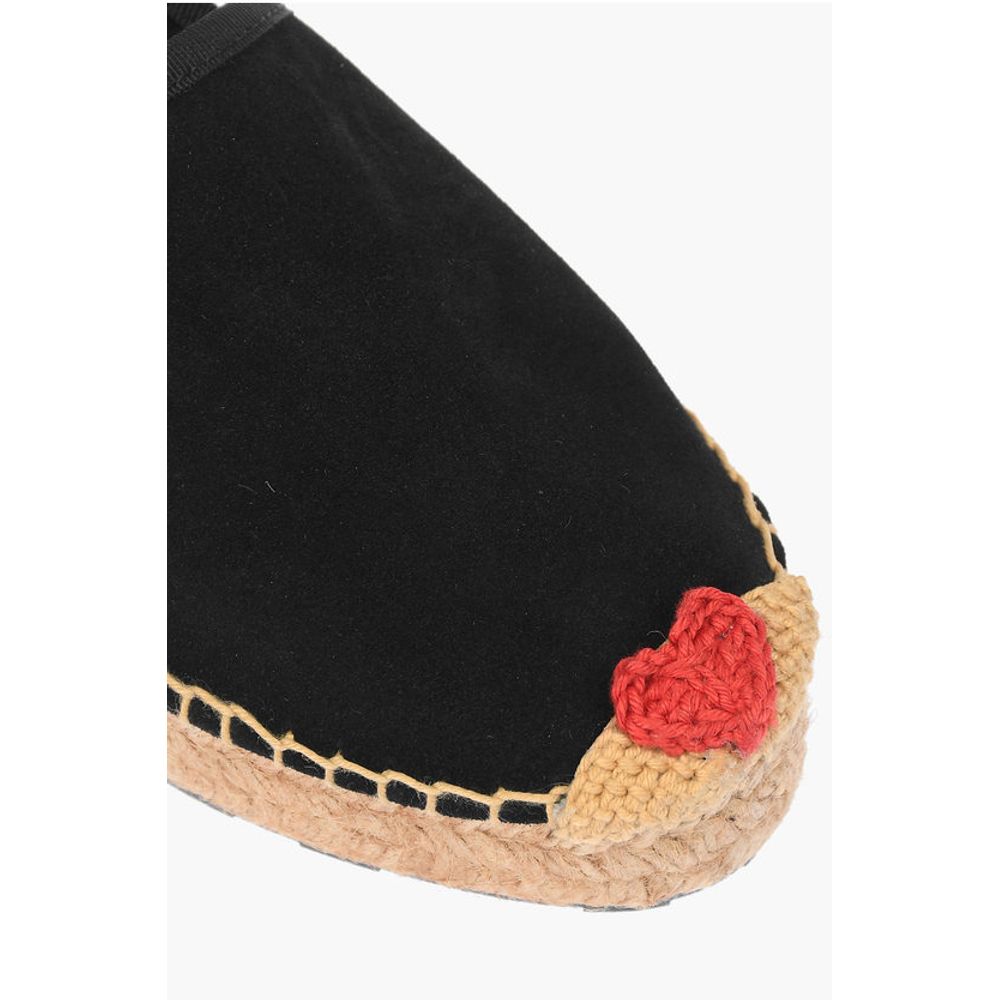 Эспадрильи LOVE из замши и спилка на платформе с сердцем Moschino, Black — фото 4