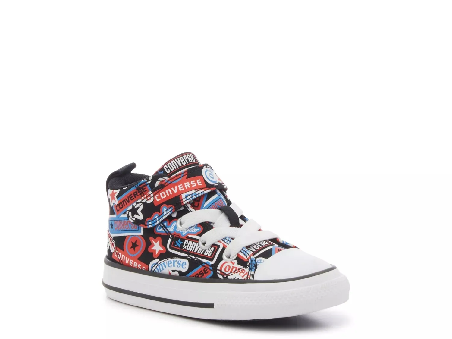

Кроссовки Converse Chuck Taylor All Star Malden — детские, черный/синий/красный с принтом логотипа
